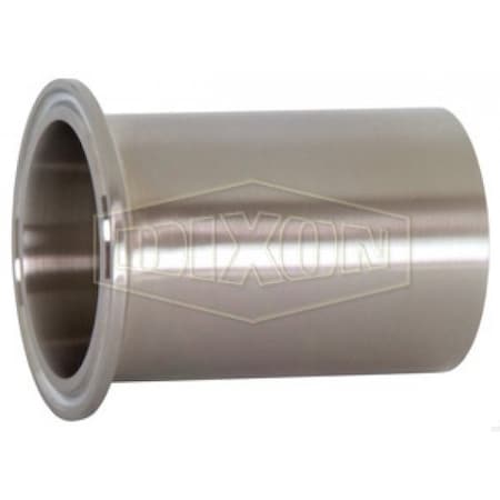 Dixon Light Duty Clamp Ferrule, 1-1/2 in Nominal, Clamp x Weld End Style, 316L SS, Domestic 14WLMP-R150